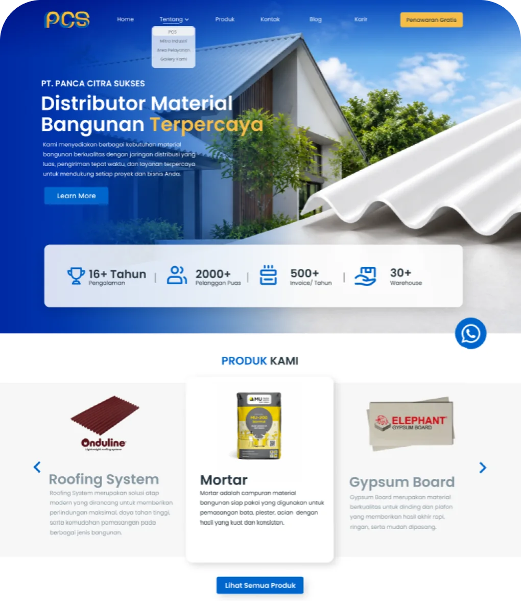 PCS building materials website